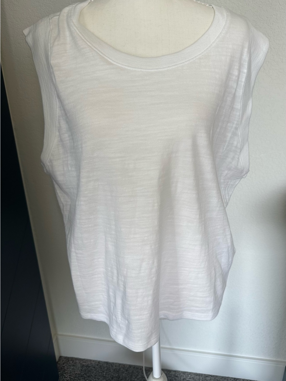 Faherty Ivory Ribbed Sleeveless Tank